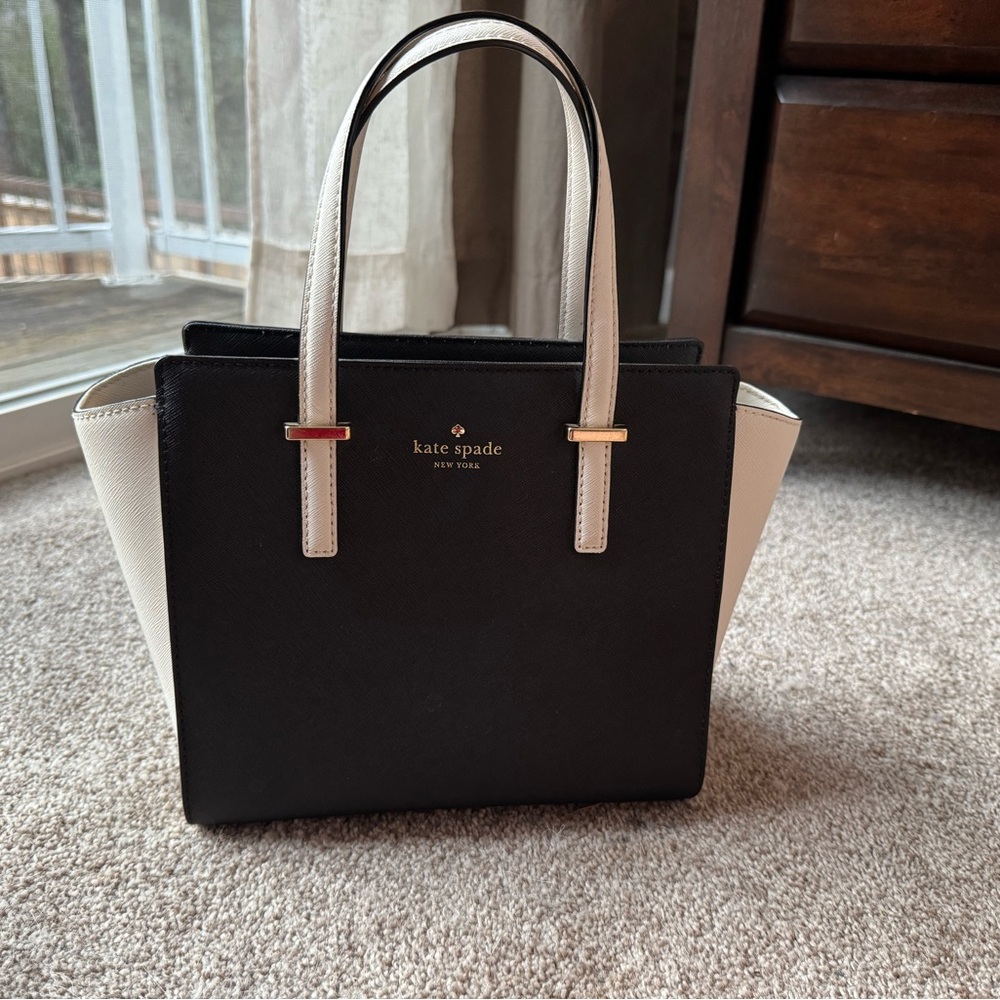 Kate Spade Black and Cream Structured Tote